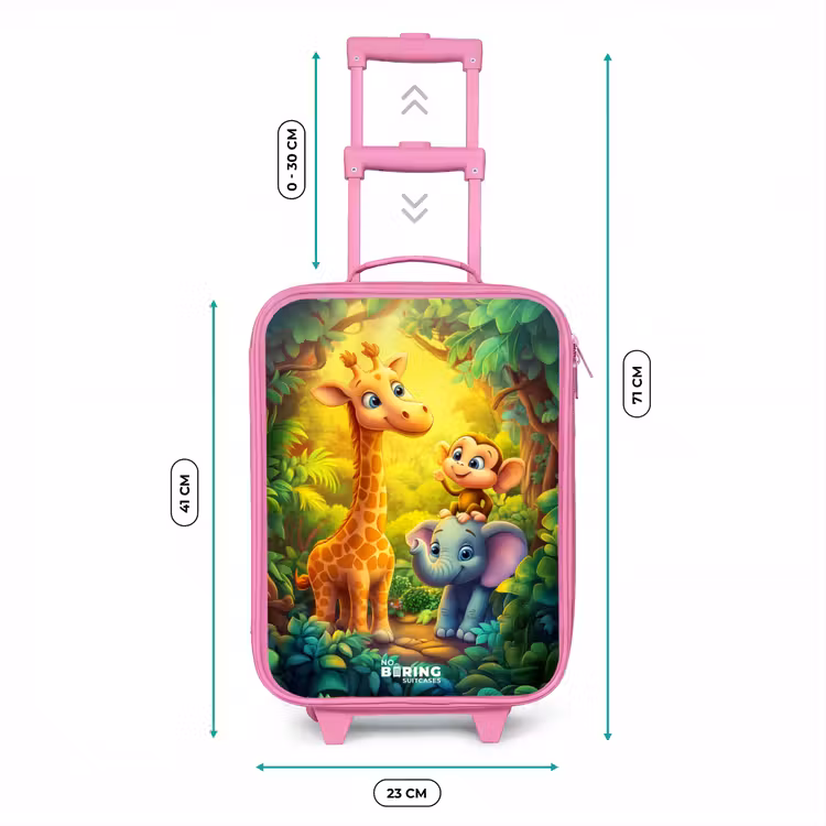 Giraf, olifant en aapje in het bos Kinderkoffer - Roze klein -productfoto_formaten