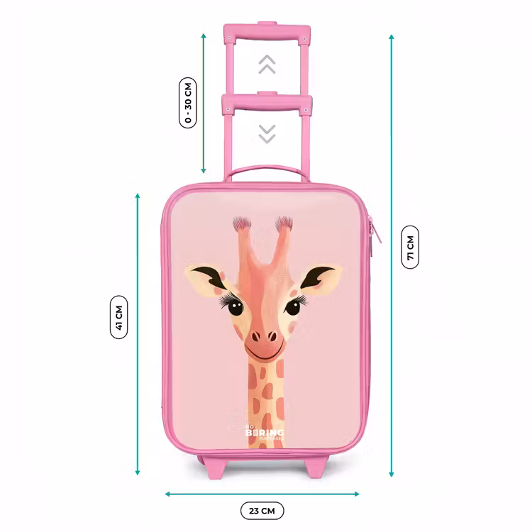 Giraffe - Wimpers - Minimalistisch - Roze Kinderkoffer - Roze klein -productfoto_formaten
