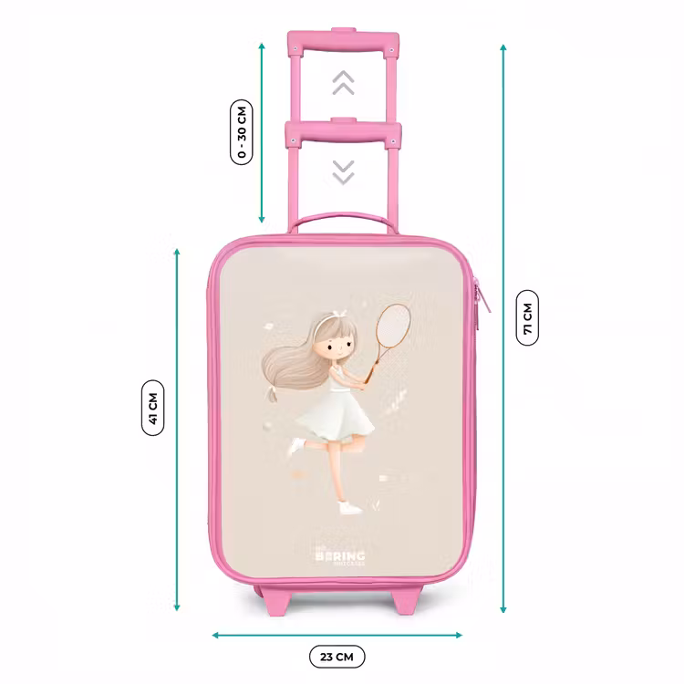 Meisje speelt tennis in beige kleuren Kinderkoffer - Roze klein -productfoto_formaten