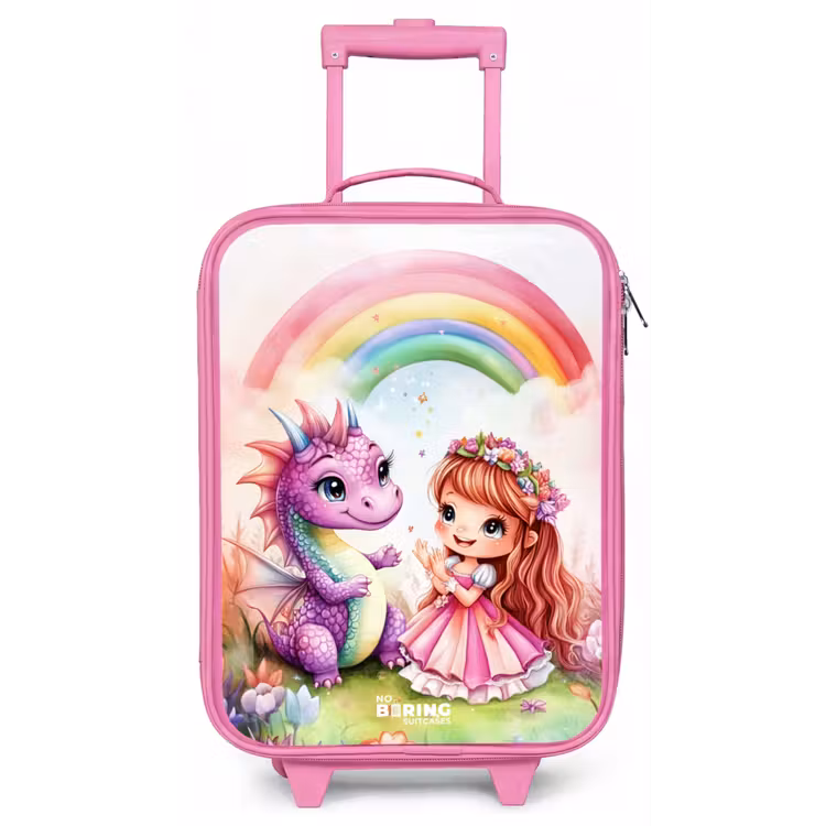Meisje met paarse draak onder regenboog Kinderkoffer - Roze klein -zz3dotto