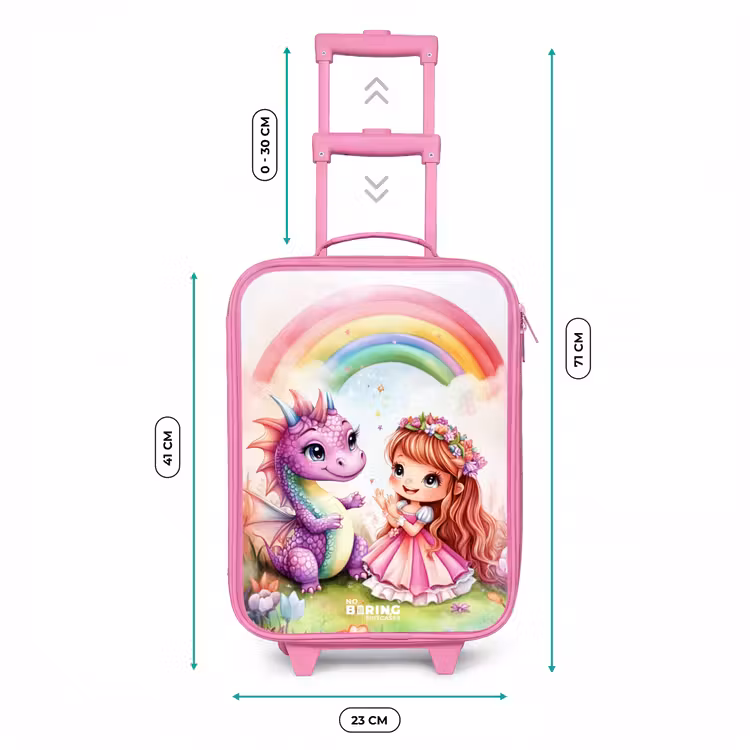 Meisje met paarse draak onder regenboog Kinderkoffer - Roze klein -productfoto_formaten