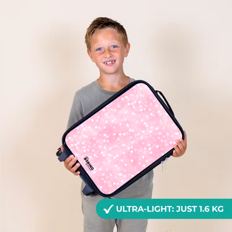 Roze glitter hartjes Kinderkoffer - Zwart klein -sfeer4_UK