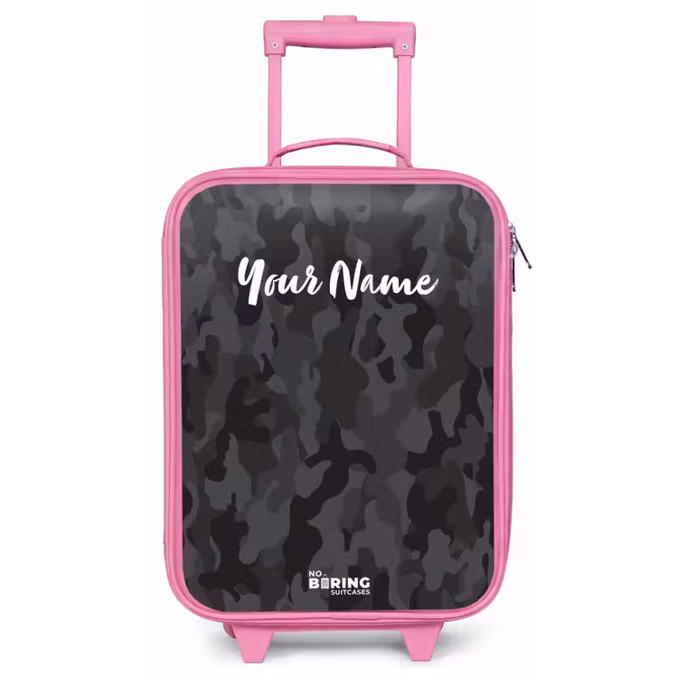 Groene camouflage print Kinderkoffer - Roze klein -zz3dotto