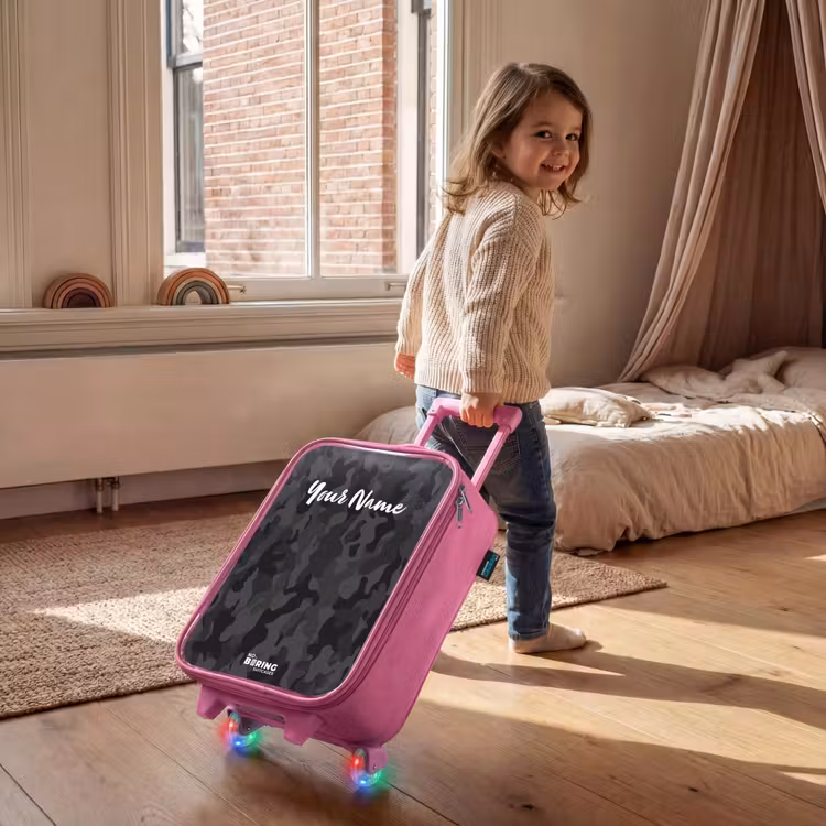 Groene camouflage print Kinderkoffer - Roze klein -sfeer1