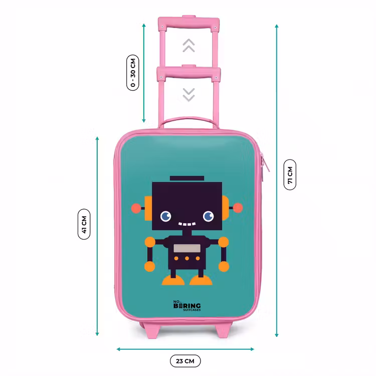 Groene robot Kinderkoffer - Roze klein -productfoto_formaten