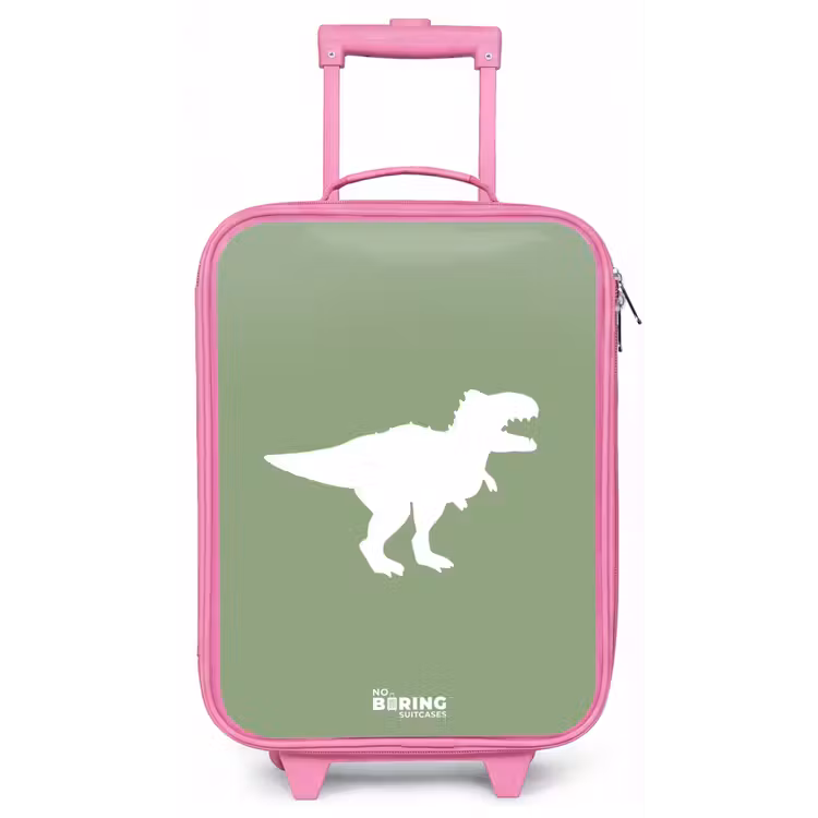 Groen met T-rex dino Kinderkoffer - Roze klein -zz3dotto