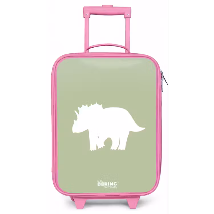 Groen met Triceratops dino Kinderkoffer - Roze klein -zz3dotto