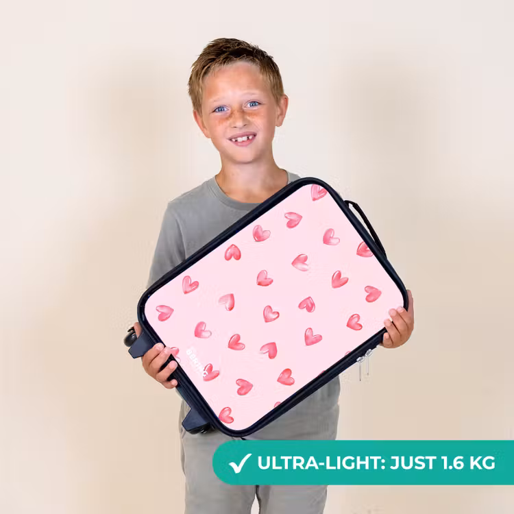 Roze hartjes Kinderkoffer - Zwart klein -sfeer4_UK