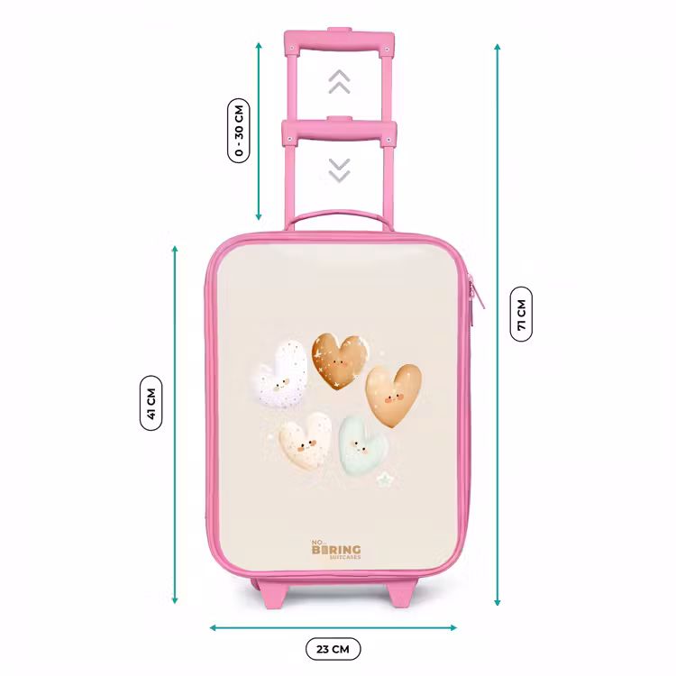 Hartjes in zachte beige tinten Kinderkoffer - Roze klein -productfoto_formaten