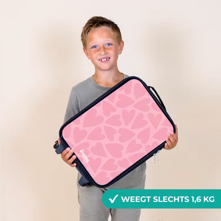 Roze hartjes patroon Kinderkoffer - Zwart klein -sfeer4_NL