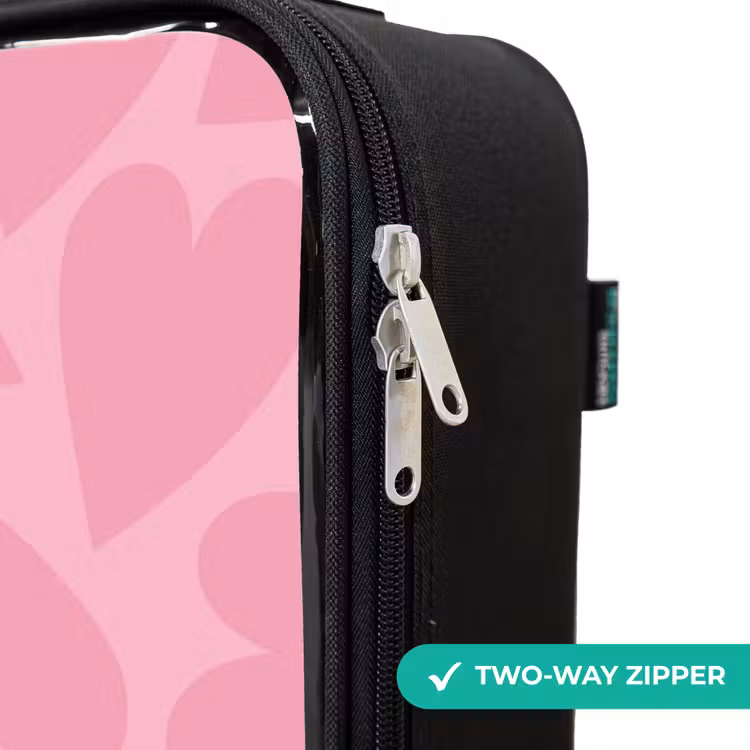 Roze hartjes patroon Kinderkoffer - Zwart klein -rits_UK