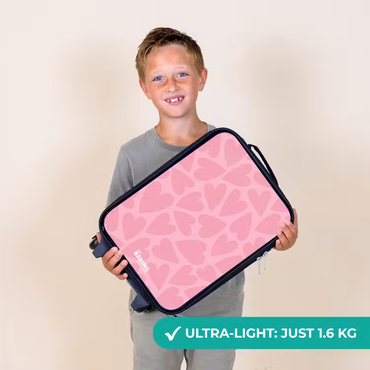 Roze hartjes patroon Kinderkoffer - Zwart klein -sfeer4_UK