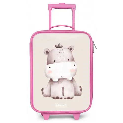 Nijlpaard op beige achtergrond illustratie Kinderkoffer - Roze klein -zz3dotto