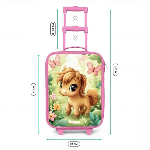 Paard - Bloemen - Vlinders Kinderkoffer - Roze klein -productfoto_formaten