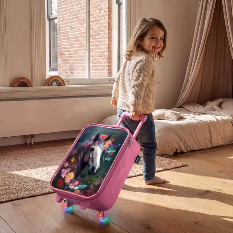 Paard in kleurrijke bloemen Kinderkoffer - Roze klein -sfeer1