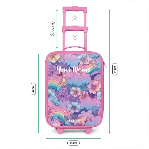 Illustratie van wolken, regenbogen en bloemen Kinderkoffer - Roze klein -productfoto_formaten