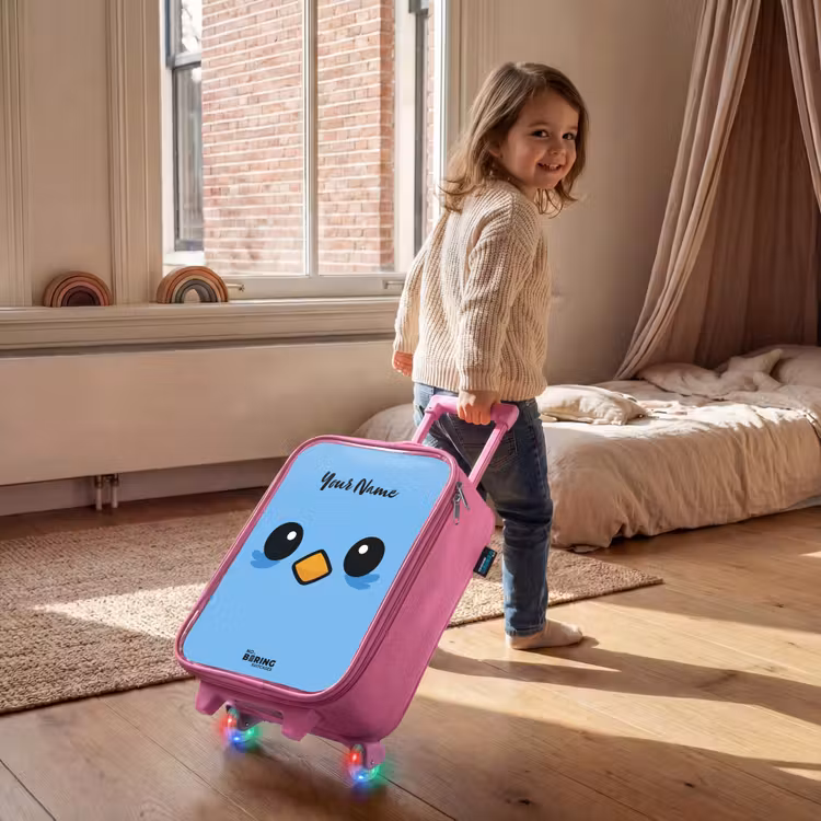 Kawai - Vogel - Blauw Kinderkoffer - Roze klein -sfeer1