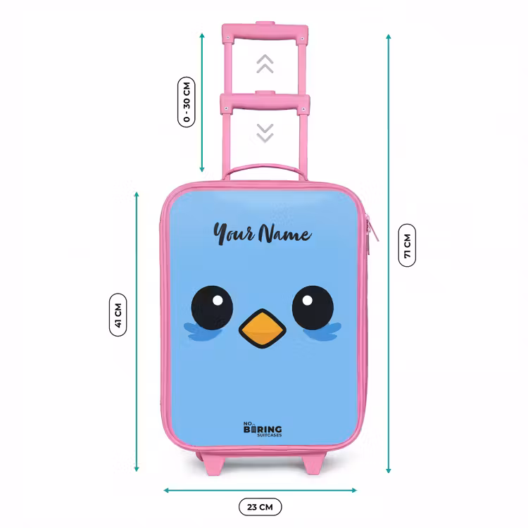 Kawai - Vogel - Blauw Kinderkoffer - Roze klein -productfoto_formaten