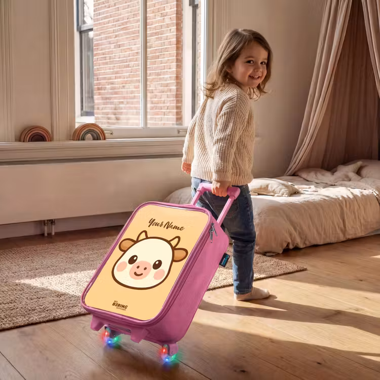 Kawai - Koe - Bruin Kinderkoffer - Roze klein -sfeer1