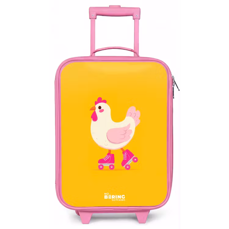Kip - Rolschaatsen - Geel Kinderkoffer - Roze klein -zz3dotto