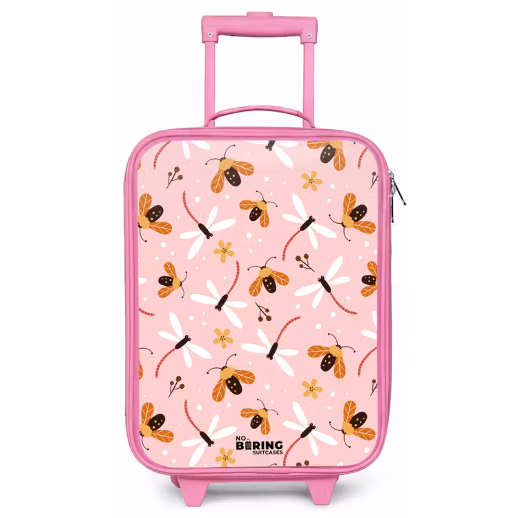 Lieveheersbeestjes en libellen op roze achtergrond Kinderkoffer - Roze klein -zz3dotto