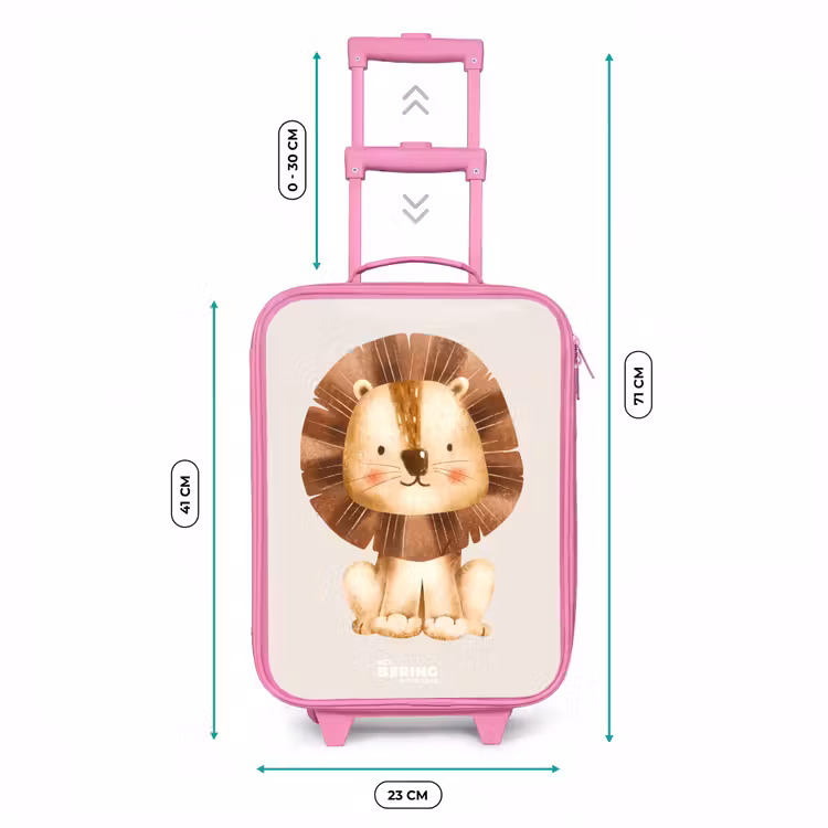 Leeuw illustratie met beige achtergrond Kinderkoffer - Roze klein -productfoto_formaten