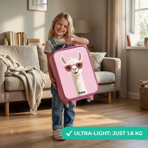 Lama - Wit - Zonnebril - Wimpers Kinderkoffer - Roze klein -sfeer2_EN