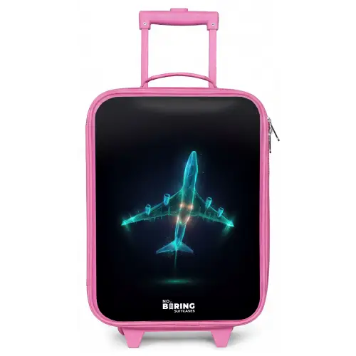 Lichtgevend vliegtuig Kinderkoffer - Roze klein -zz3dotto