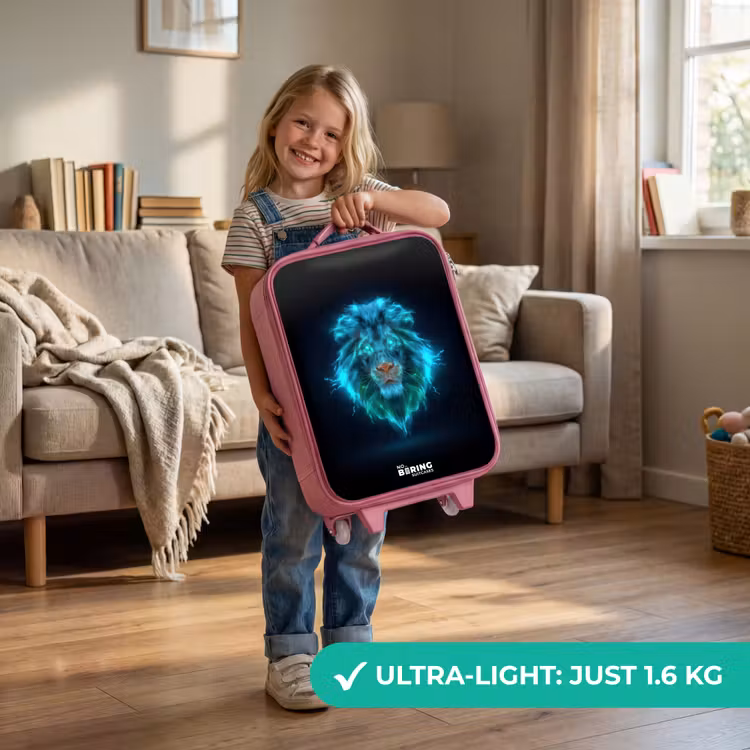 Lichtgevende leeuw Kinderkoffer - Roze klein -sfeer2_EN