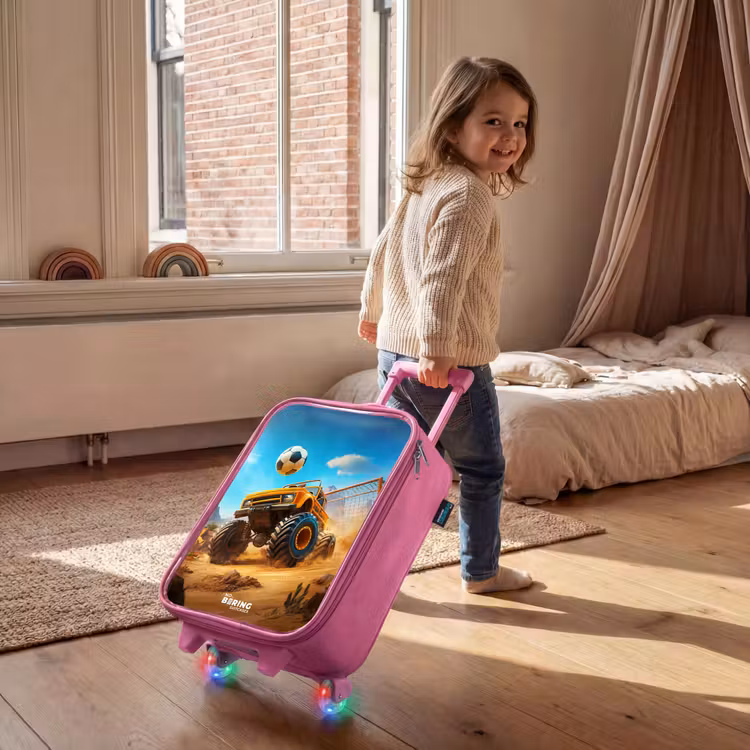 Monstertruck scoort goal in woestijnstadion Kinderkoffer - Roze klein -sfeer1