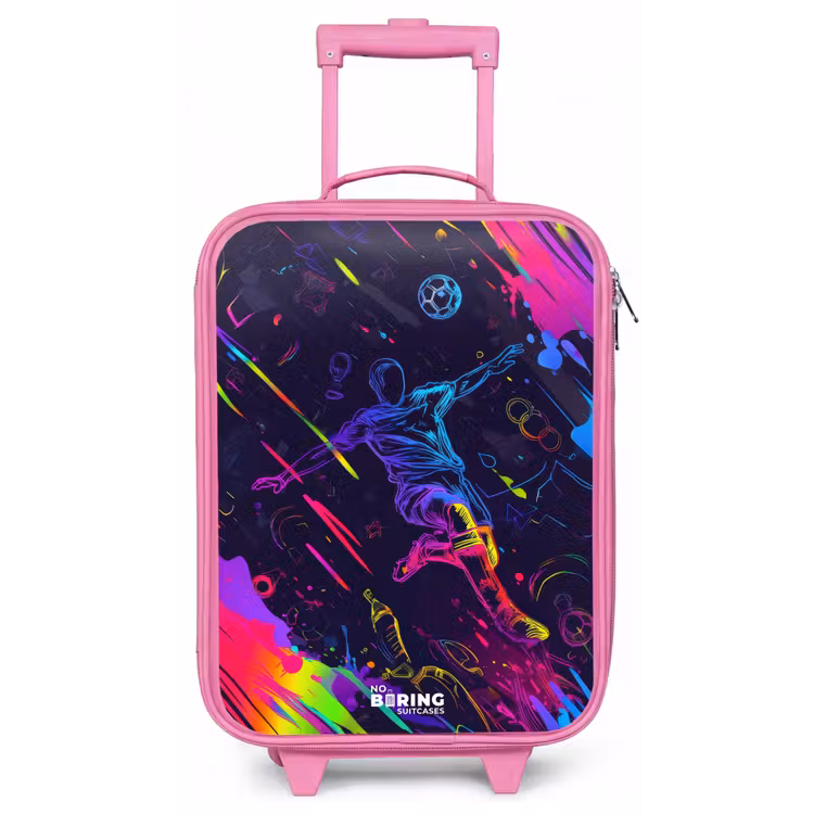 Neon actievolle voetbalspeler Kinderkoffer - Roze klein -zz3dotto