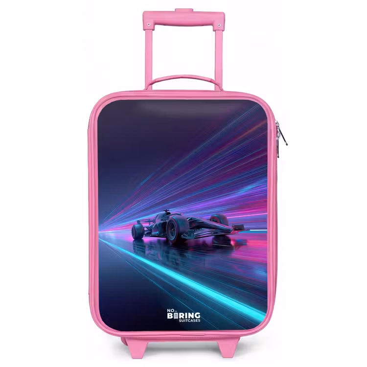 Neon - Raceauto - Lichtstrepen - Paars Kinderkoffer - Roze klein -zz3dotto