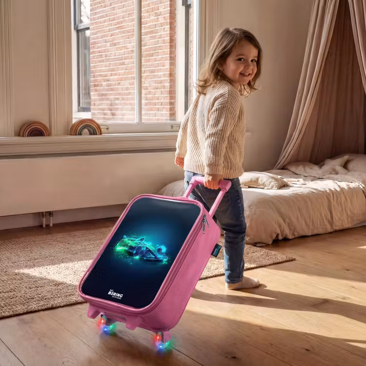 Neon racewagen in digitale stijl Kinderkoffer - Roze klein -sfeer1