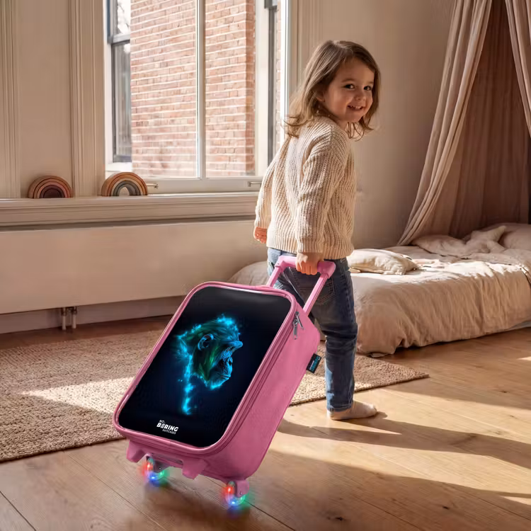 Neon silhouet van een chimpansee Kinderkoffer - Roze klein -sfeer1