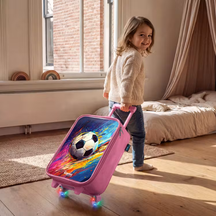 Neon - Voetbal - Kleurrijk Kinderkoffer - Roze klein -sfeer1