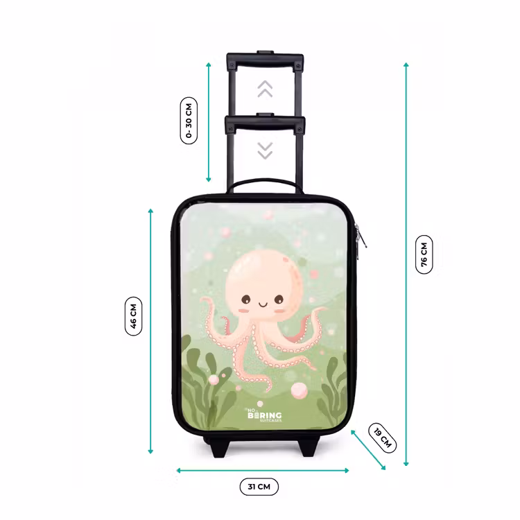 Roze octopus met een lach Kinderkoffer - Zwart klein -productfoto_formaten
