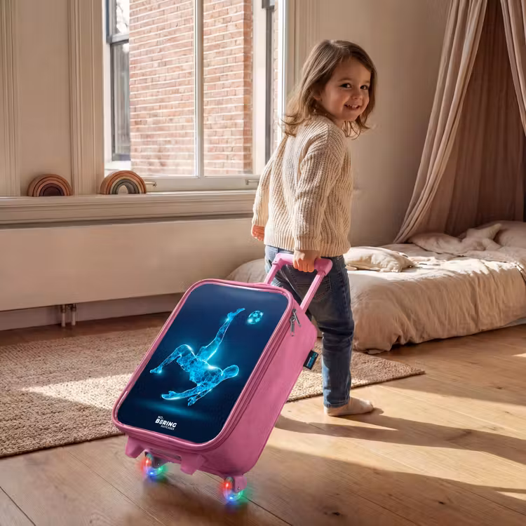Omhaal in blauw neonvoetbal Kinderkoffer - Roze klein -sfeer1