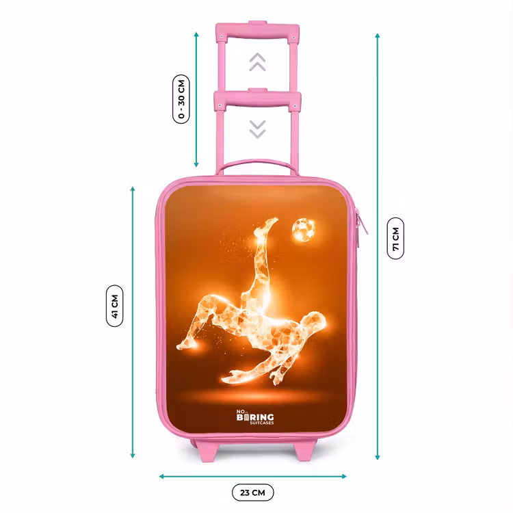 Oranje lichtvoetballer in zweefmoment Kinderkoffer - Roze klein -productfoto_formaten