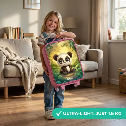 Panda - Bamboebos - Groen Kinderkoffer - Roze klein -sfeer2_EN
