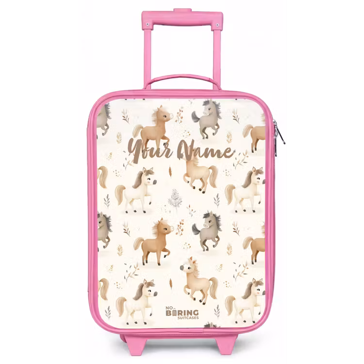 Patroon van veulens in beige en bruin kleuren Kinderkoffer - Roze klein -zz3dotto