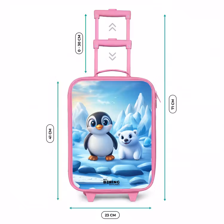 Pinguïn en ijsbeertje op ijsschotsen Kinderkoffer - Roze klein -productfoto_formaten