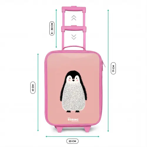 Pinguïn - Stippen - Roze - Minimalistisch Kinderkoffer - Roze klein -productfoto_formaten