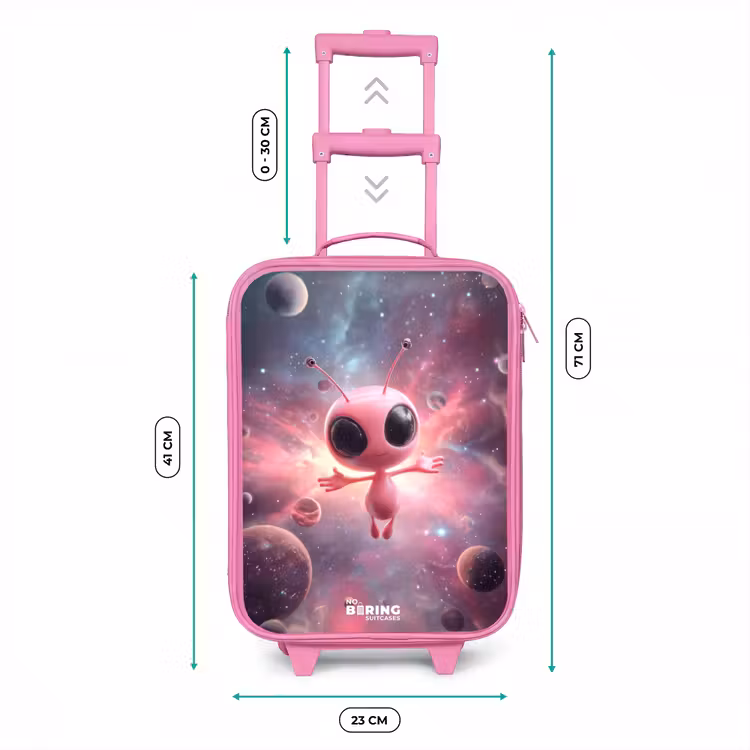 Roze Alien in Sterrennevel Kinderkoffer - Roze klein -productfoto_formaten