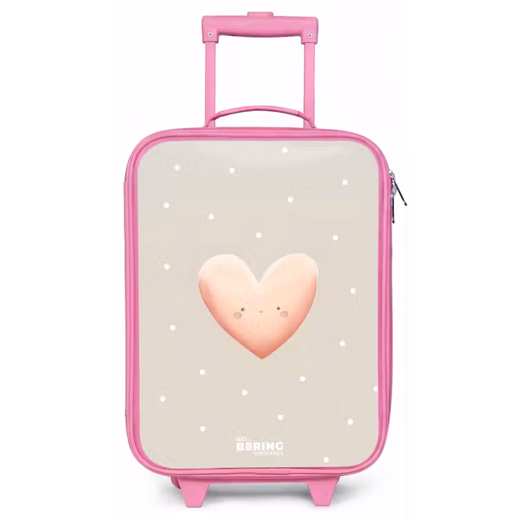 Roze hart omringd door beige stippen Kinderkoffer - Roze klein -zz3dotto