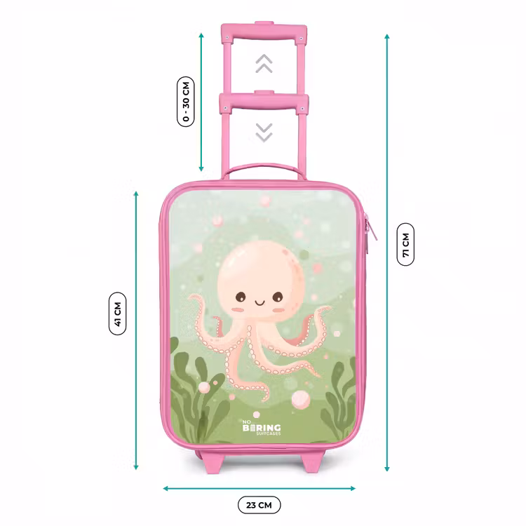 Roze octopus met een lach Kinderkoffer - Roze klein -productfoto_formaten