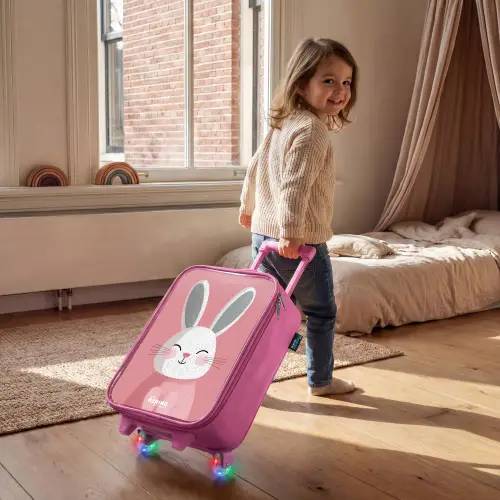 Roze - Konijn - Glimlach - Illustratie Kinderkoffer - Roze klein -sfeer1