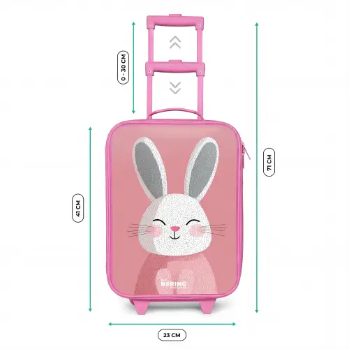 Roze - Konijn - Glimlach - Illustratie Kinderkoffer - Roze klein -productfoto_formaten