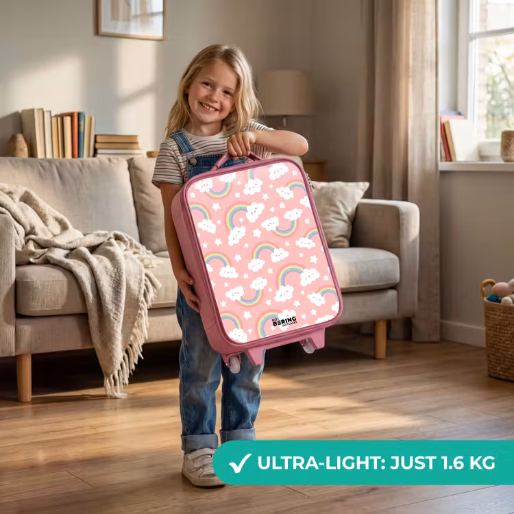 Roze met regenboog patroon Kinderkoffer - Roze klein -sfeer2_EN