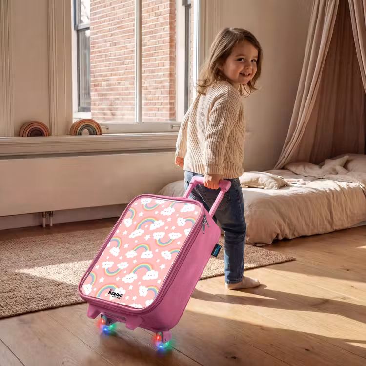 Roze met regenboog patroon Kinderkoffer - Roze klein -sfeer1