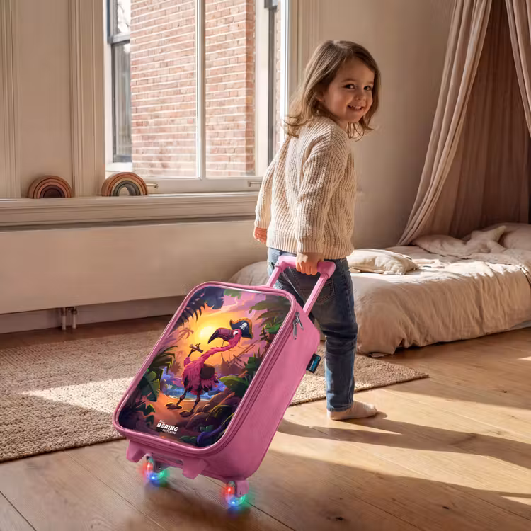 Piraten flamingo op een tropisch pad Kinderkoffer - Roze klein -sfeer1